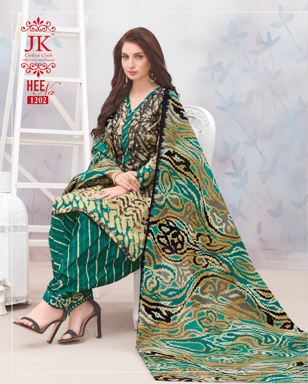 HEENA VOL-12 BY JK COTTON CLUB 1201 TO 1212 SERIES INDIAN TRADITIONAL WEAR  COLLECTION BEAUTIFUL
