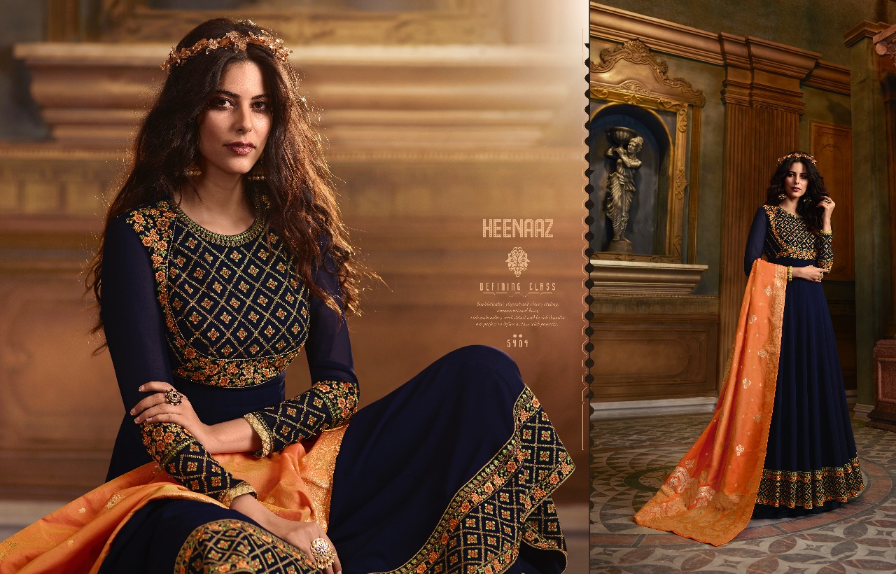 Heenaz Vol-54 By Mahaveer Fashion 5400 To 5405 Series Designer Suits Collection Beautiful Stylish Fancy Colorful Party Wear & Occasional Wear Faux Georgette Embroidered Dresses At Wholesale Price