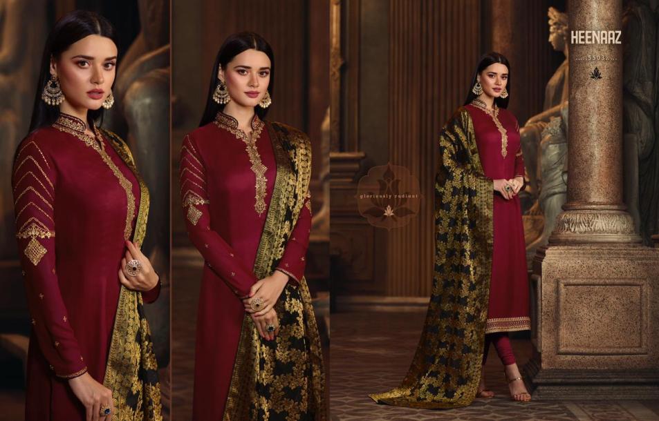 Heenaz Vol-55 By Mahaveer Fashion 5500 To 5506 Series Designer Suits Collection Beautiful Stylish Fancy Colorful Party Wear & Occasional Wear Satin Georgette Embroidered Dresses At Wholesale Price