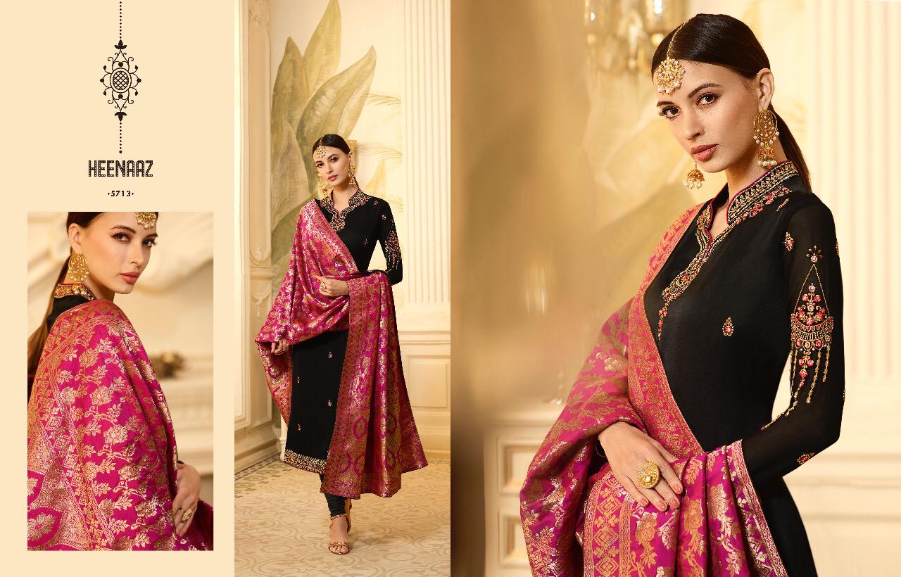 Heenaz Vol-57 By Mahaveer Fashion 5706 To 5713 Series Designer Suits Collection Beautiful Stylish Fancy Colorful Party Wear & Occasional Wear Satin Georgette Embroidered Dresses At Wholesale Price