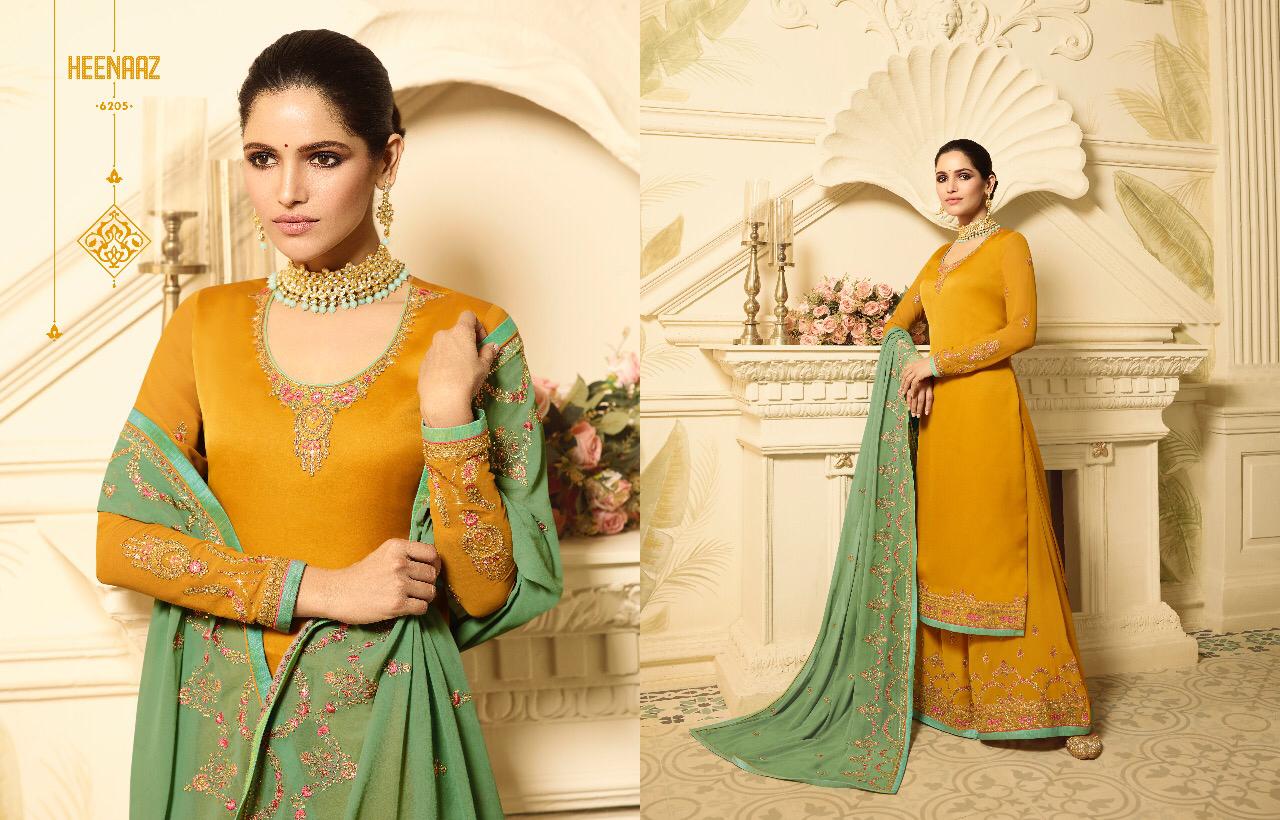 Heenaz Vol-62 By Mahaveer Fashion 6200 To 6206 Series Beautiful Winter Suits Collection Stylish Fancy Colorful Casual Wear & Ethnic Wear Satin Georgette Dresses At Wholesale Price