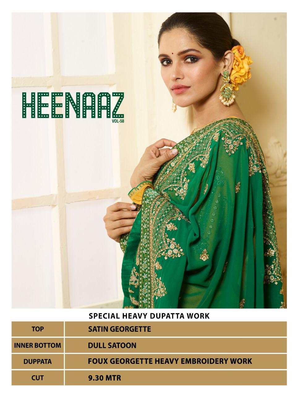 Heenaz Vol-58 By Mahaveer Fashion 5800 To 5806 Series Beautiful Suits Colorful Stylish Fancy Casual Wear & Ethnic Wear Satin Georgette Dresses At Wholesale Price