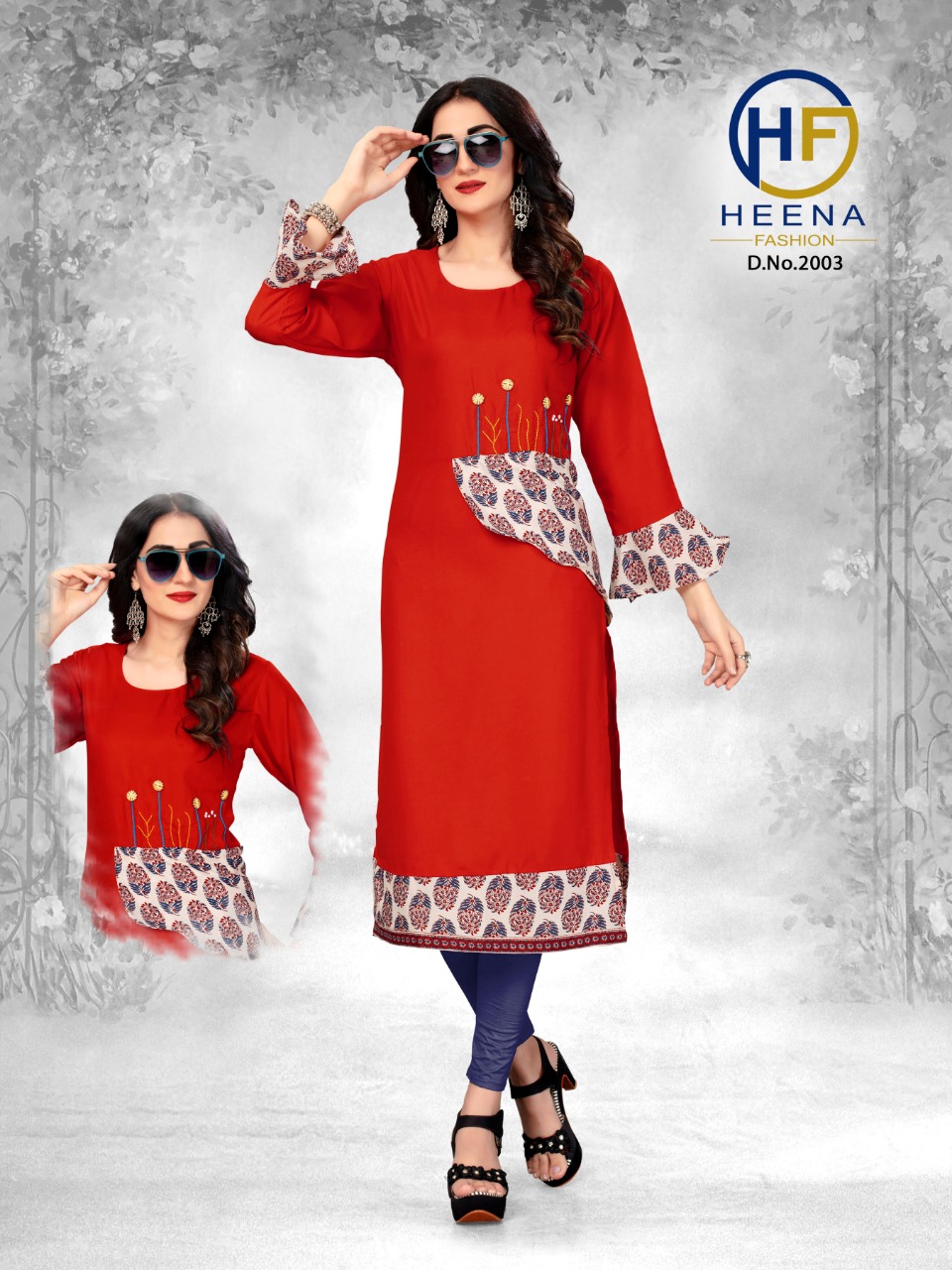 Heer Vol-1 By Heena Fashion 2001 To 2006 Series Beautiful Stylish Colorful Fancy Party Wear & Ethnic Wear & Ready To Wear Heavy Rayon With Cotton Printed Kurtis At Wholesale Price
