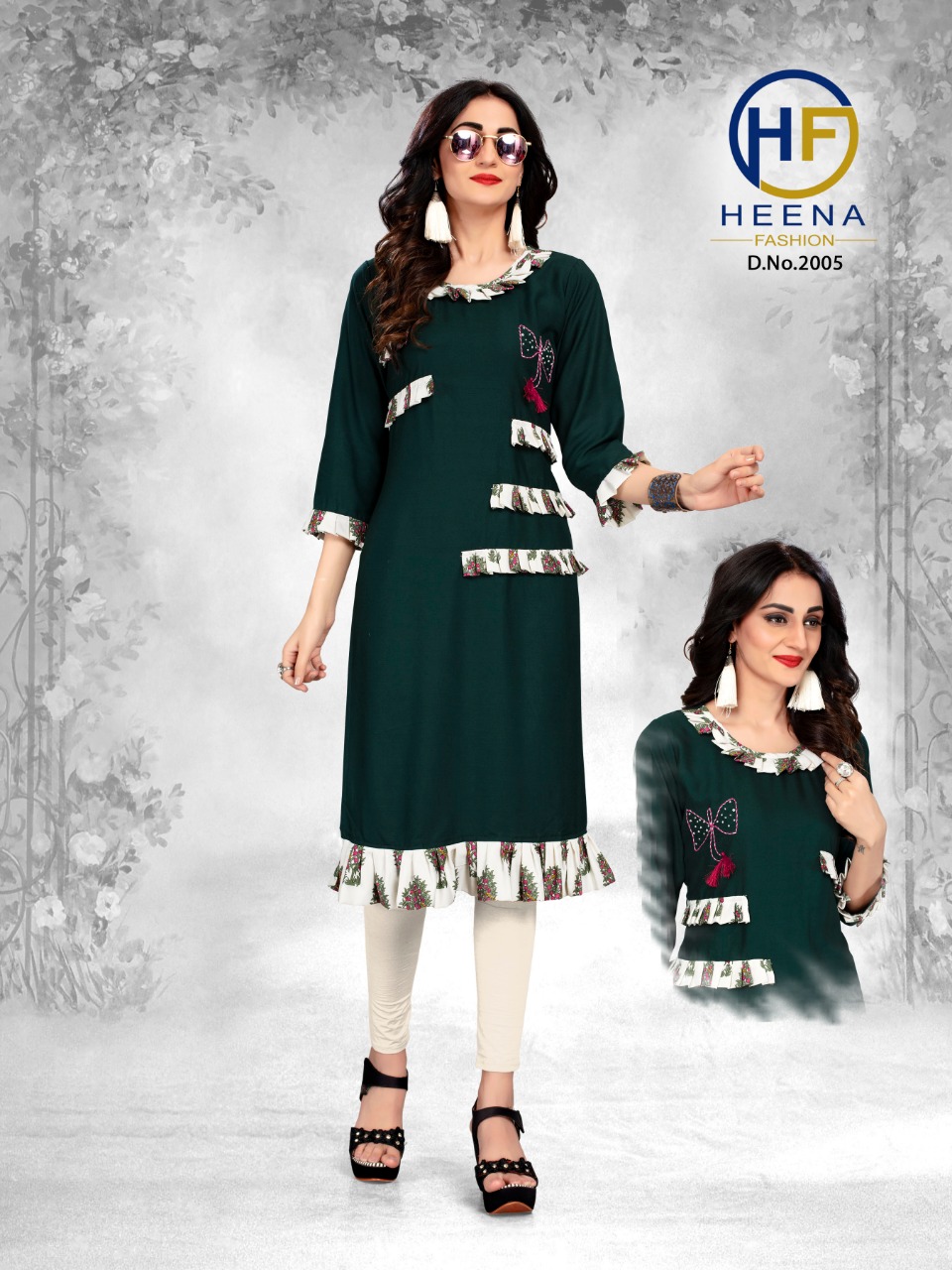 Heer Vol-1 By Heena Fashion 2001 To 2006 Series Beautiful Stylish Colorful Fancy Party Wear & Ethnic Wear & Ready To Wear Heavy Rayon With Cotton Printed Kurtis At Wholesale Price
