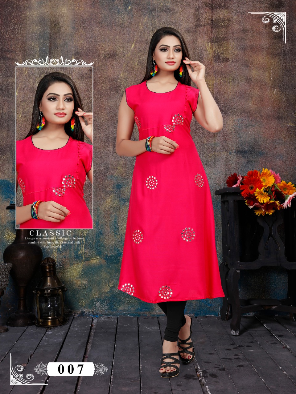 Heer By Jagdamba 001 To 012 Series Beautiful Colorful Stylish Fancy Casual Wear & Ethnic Wear & Ready To Wear Heavy Rayon And Mirror Work Kurtis At Wholesale Price