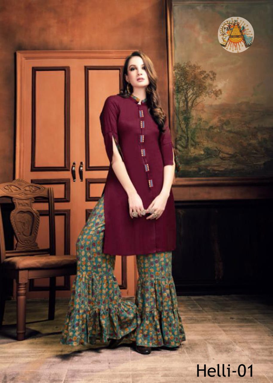 Helli By Kaamiri 01 To 06 Series Beautiful Stylish Colorful Fancy Party Wear & Ethnic Wear & Ready To Wear Rayon Cotton With Embroidery0 Kurtis At Wholesale Price