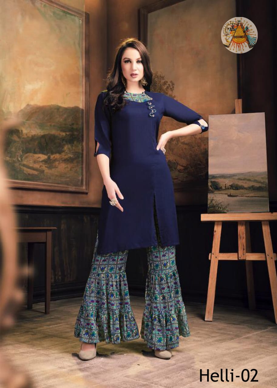 Helli By Kaamiri 01 To 06 Series Beautiful Stylish Colorful Fancy Party Wear & Ethnic Wear & Ready To Wear Rayon Cotton With Embroidery0 Kurtis At Wholesale Price