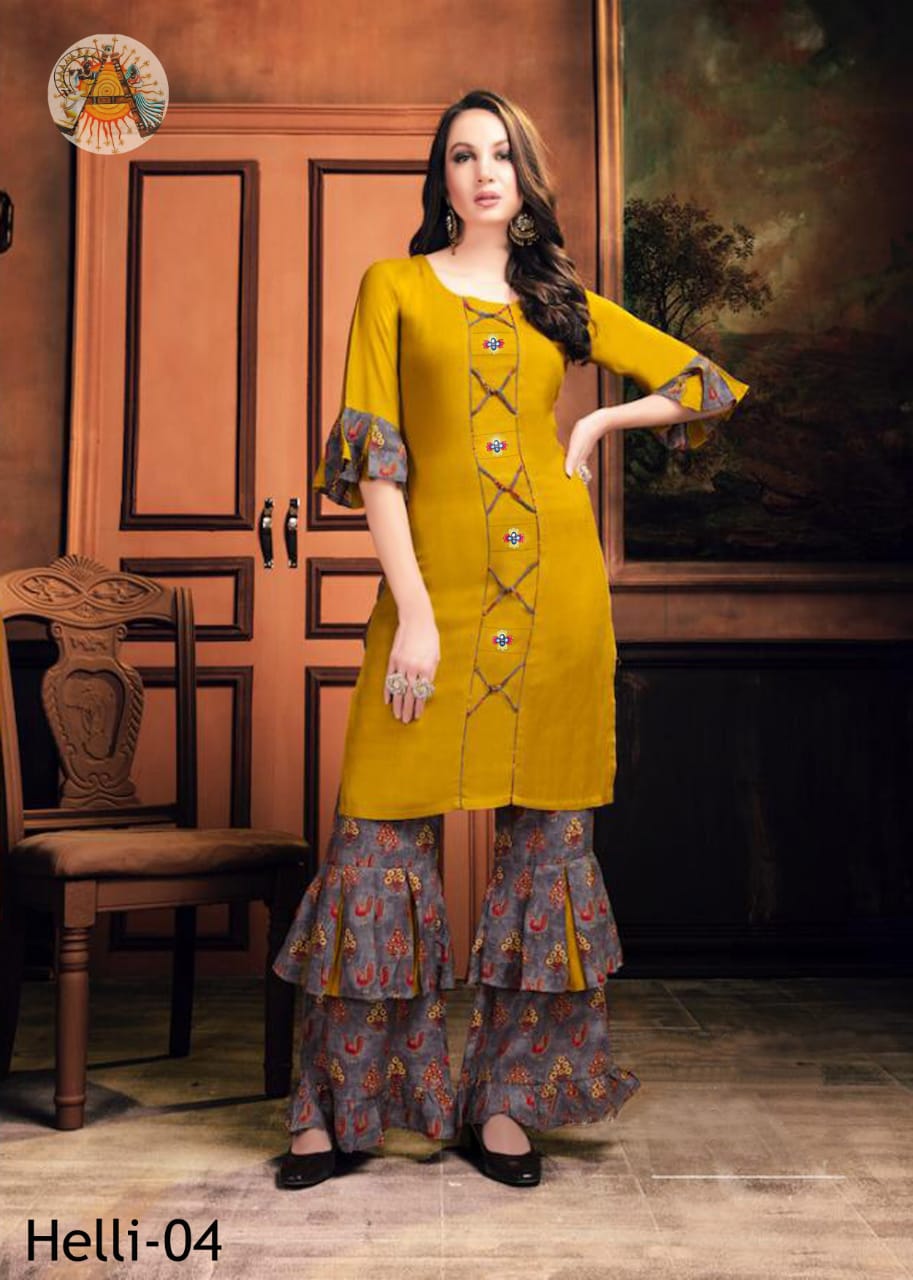 Helli By Kaamiri 01 To 06 Series Beautiful Stylish Colorful Fancy Party Wear & Ethnic Wear & Ready To Wear Rayon Cotton With Embroidery0 Kurtis At Wholesale Price