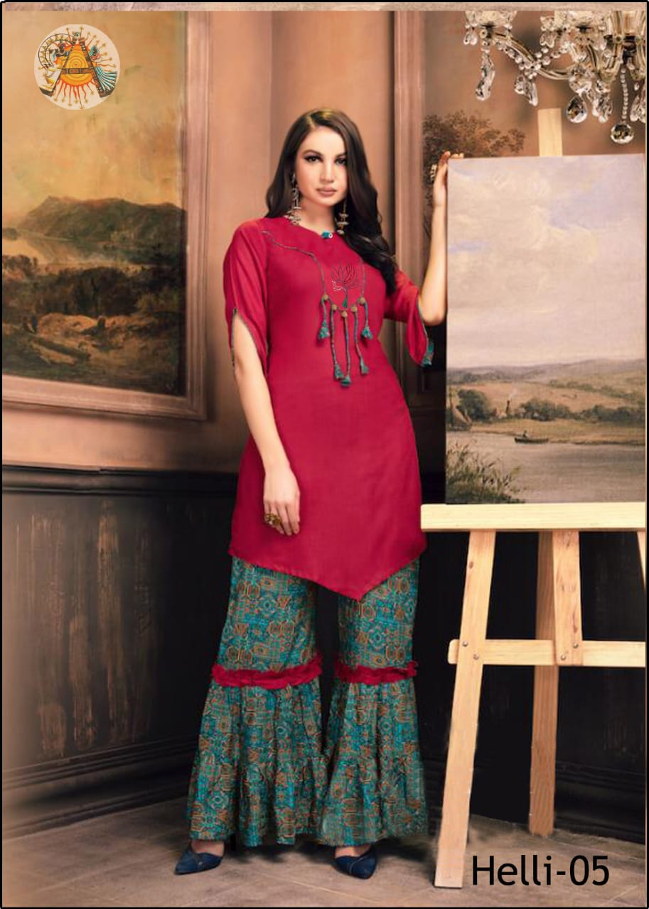 Helli By Kaamiri 01 To 06 Series Beautiful Stylish Colorful Fancy Party Wear & Ethnic Wear & Ready To Wear Rayon Cotton With Embroidery0 Kurtis At Wholesale Price