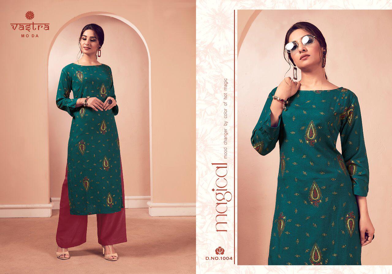 Heritage Vol-2 By Vastra Moda 1001 To 1006 Series Beautiful Stylish Fancy Colorful Casual Wear & Ethnic Wear & Ready To Wear Two Premium Rayon Flex With Gold Kurtis At Wholesale Price