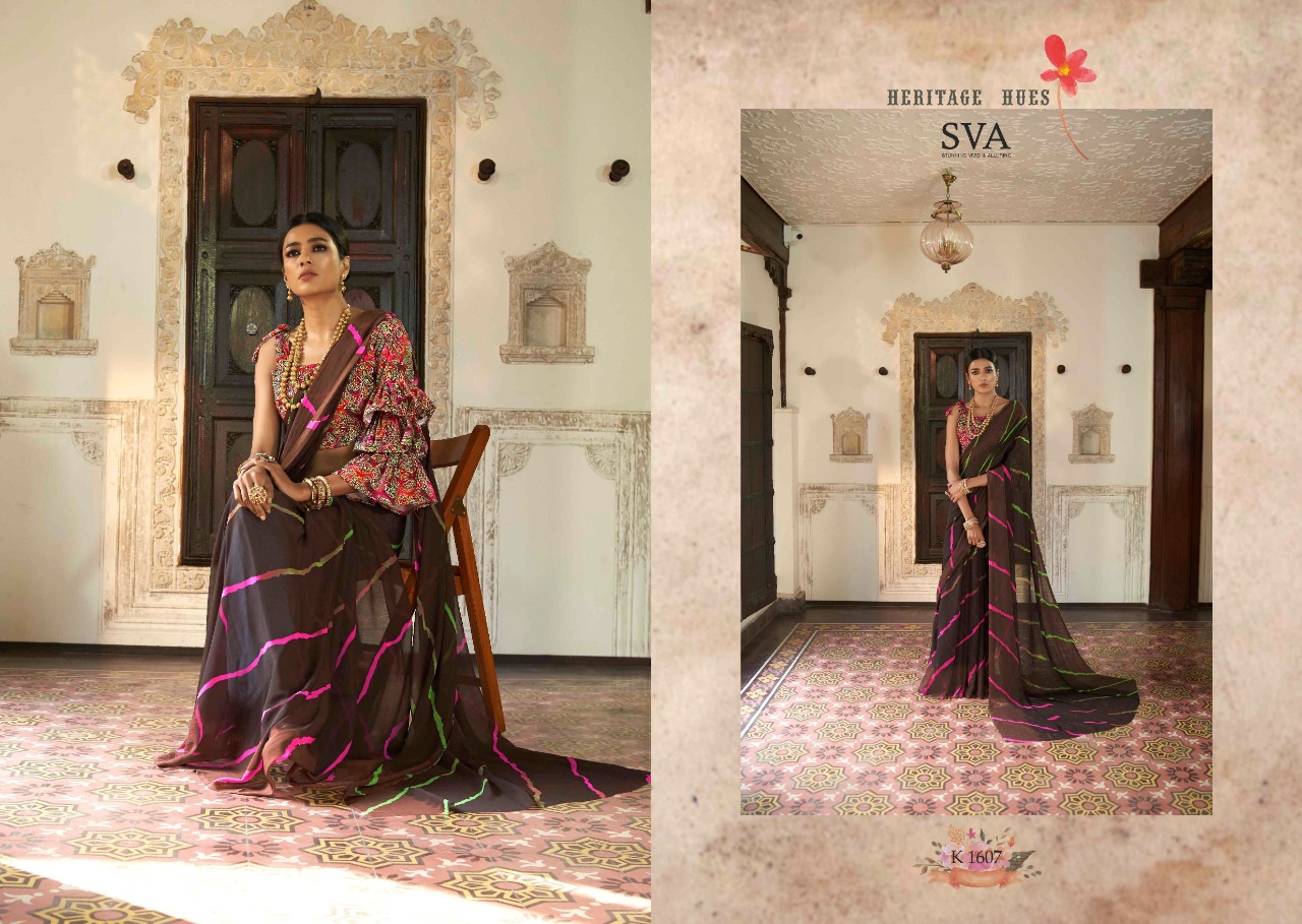 Heritage By Sva 1601 To 1612 Series Indian Traditional Wear Collection Beautiful Stylish Fancy Colorful Party Wear & Occasional Wear Weightless Chiffon Sarees At Wholesale Price