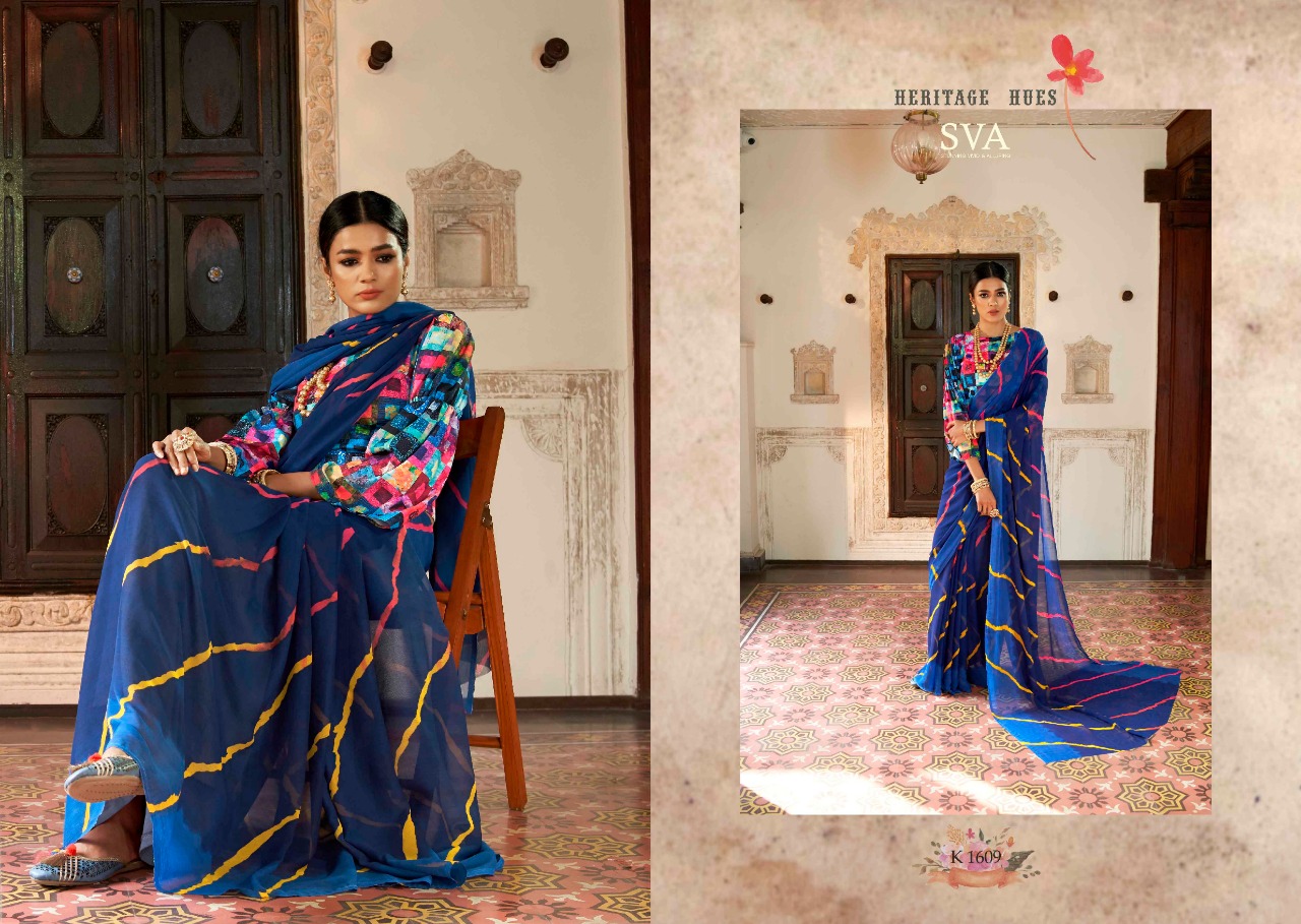 Heritage By Sva 1601 To 1612 Series Indian Traditional Wear Collection Beautiful Stylish Fancy Colorful Party Wear & Occasional Wear Weightless Chiffon Sarees At Wholesale Price