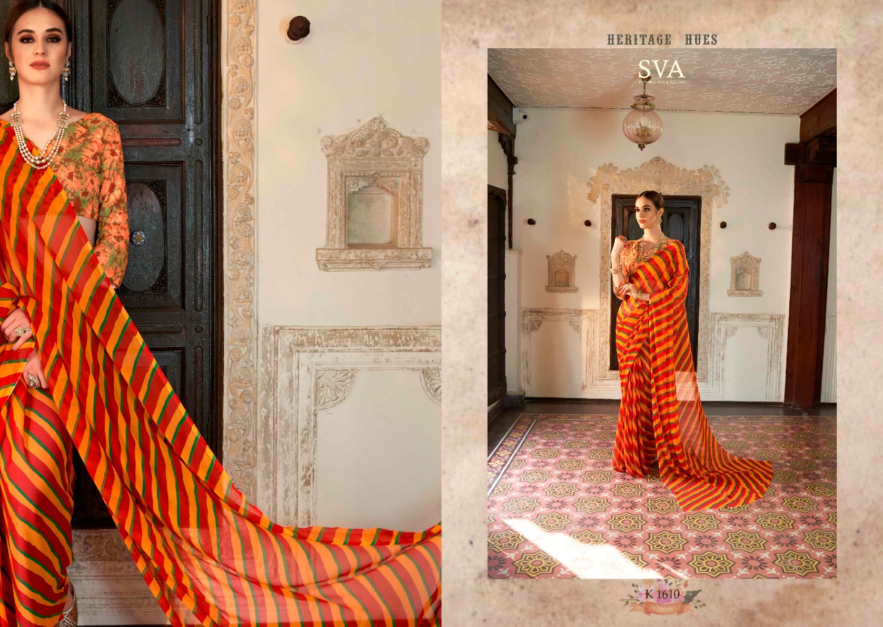 Heritage By Sva 1601 To 1612 Series Indian Traditional Wear Collection Beautiful Stylish Fancy Colorful Party Wear & Occasional Wear Weightless Chiffon Sarees At Wholesale Price