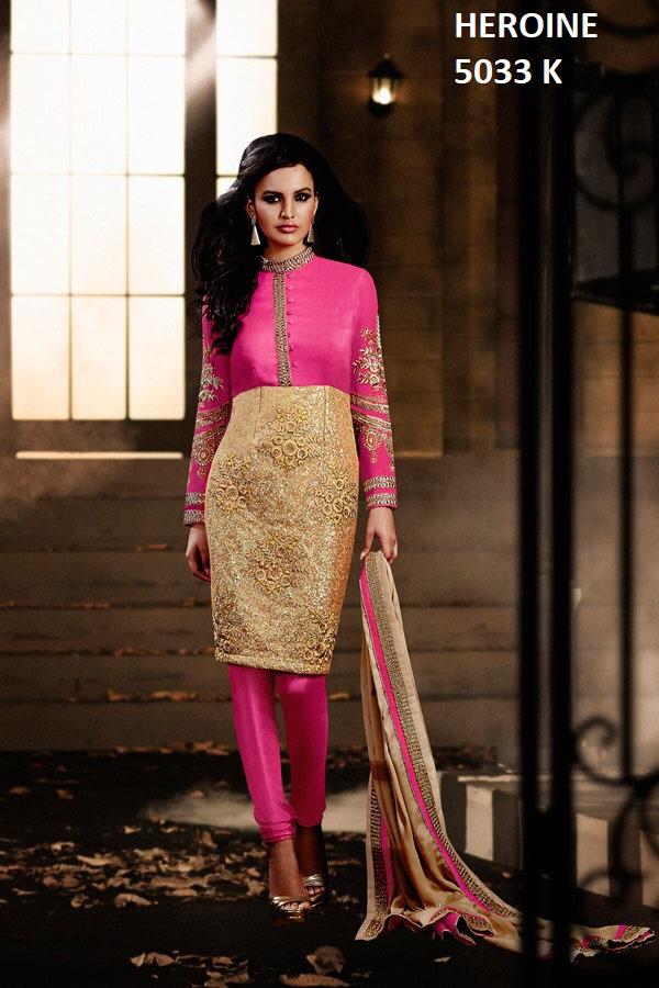 Heroine 5033 Colours By Jinaam Dresses Beautiful Stylish Designer Printed And Embroidered Party Wear Occasional Wear Bhagalpuri Silk/net Dresses At Wholesale Price
