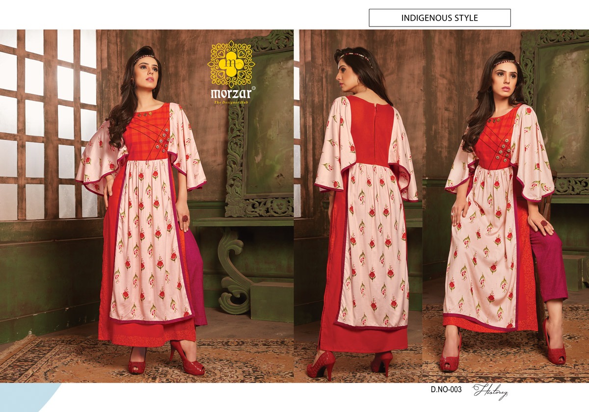 History Vol-1 By Morzar 001 To 005 Series Stylish Colorful Fancy Beautiful Casual Wear & Ethnic Wear Collection Rayon Printed Kurtis At Wholesale Price
