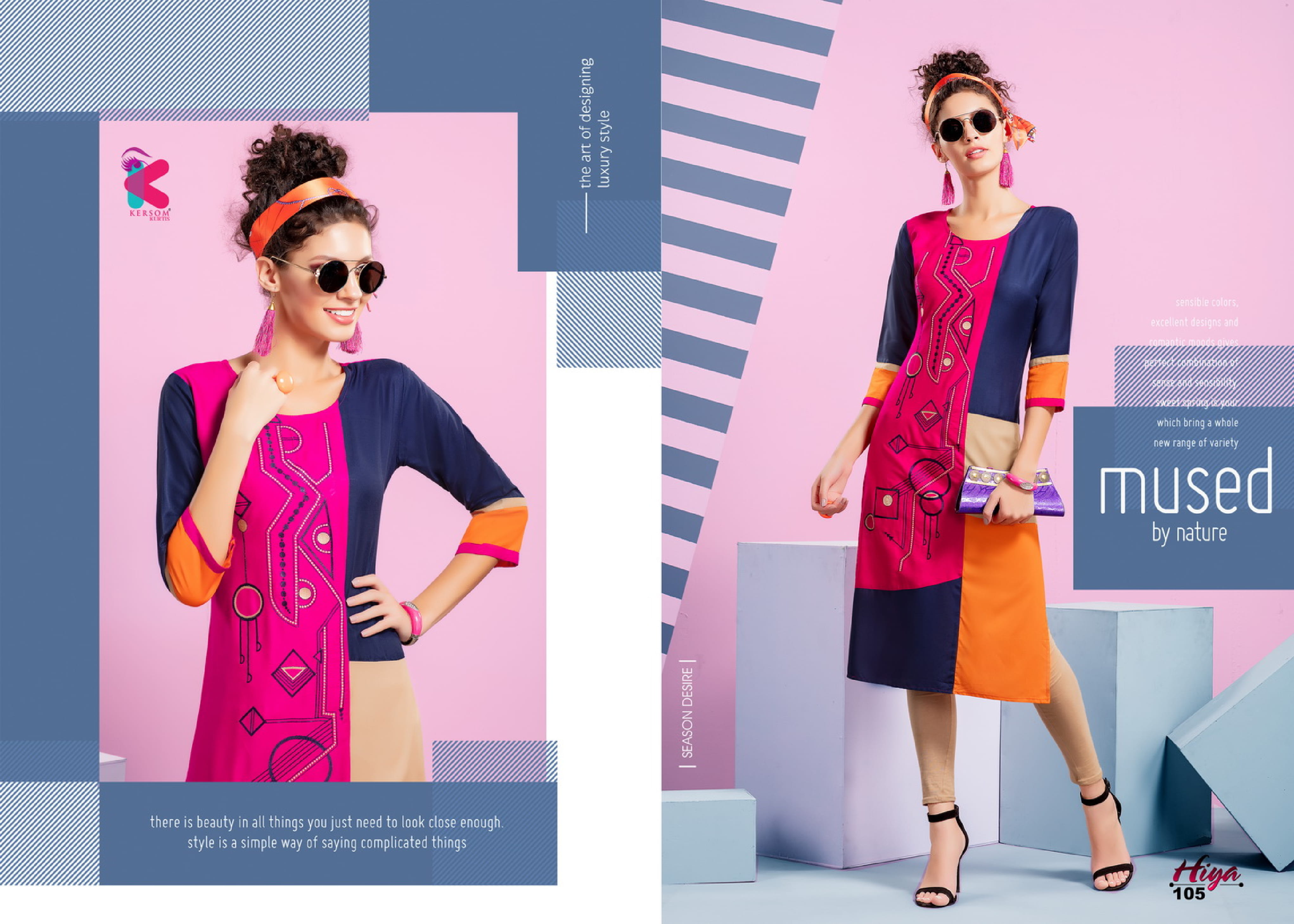 Hiya By Kersom 101 To 108 Series Beautiful Colorful Stylish Fancy Casual Wear & Ethnic Wear & Ready To Wear Heavy Rayon Embroidered Kurtis At Wholesale Price