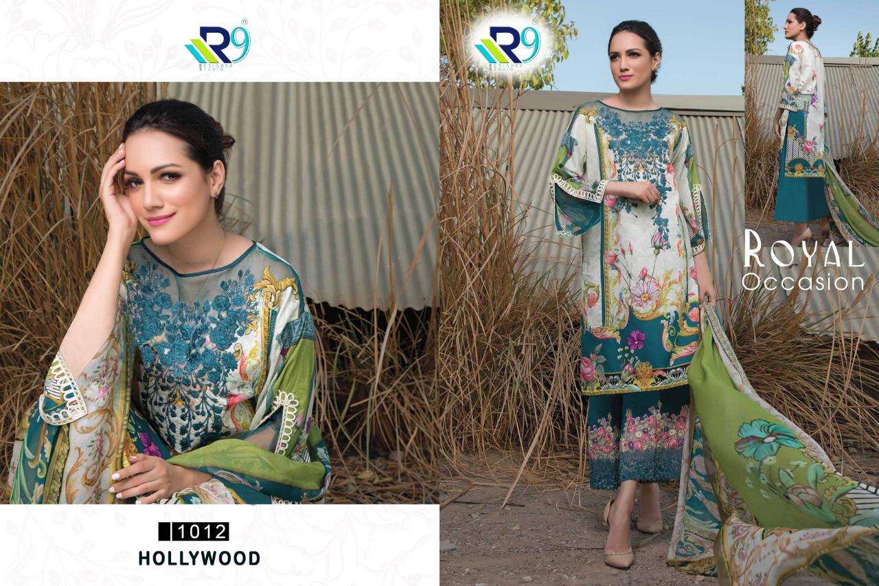 Hollywood By R9 1007 To 1012 Series Beautiful Pakistani Suits Stylish Fancy Colorful Party Wear & Ethnic Wear Satin Cotton Print With Embroidered Dresses At Wholesale Price