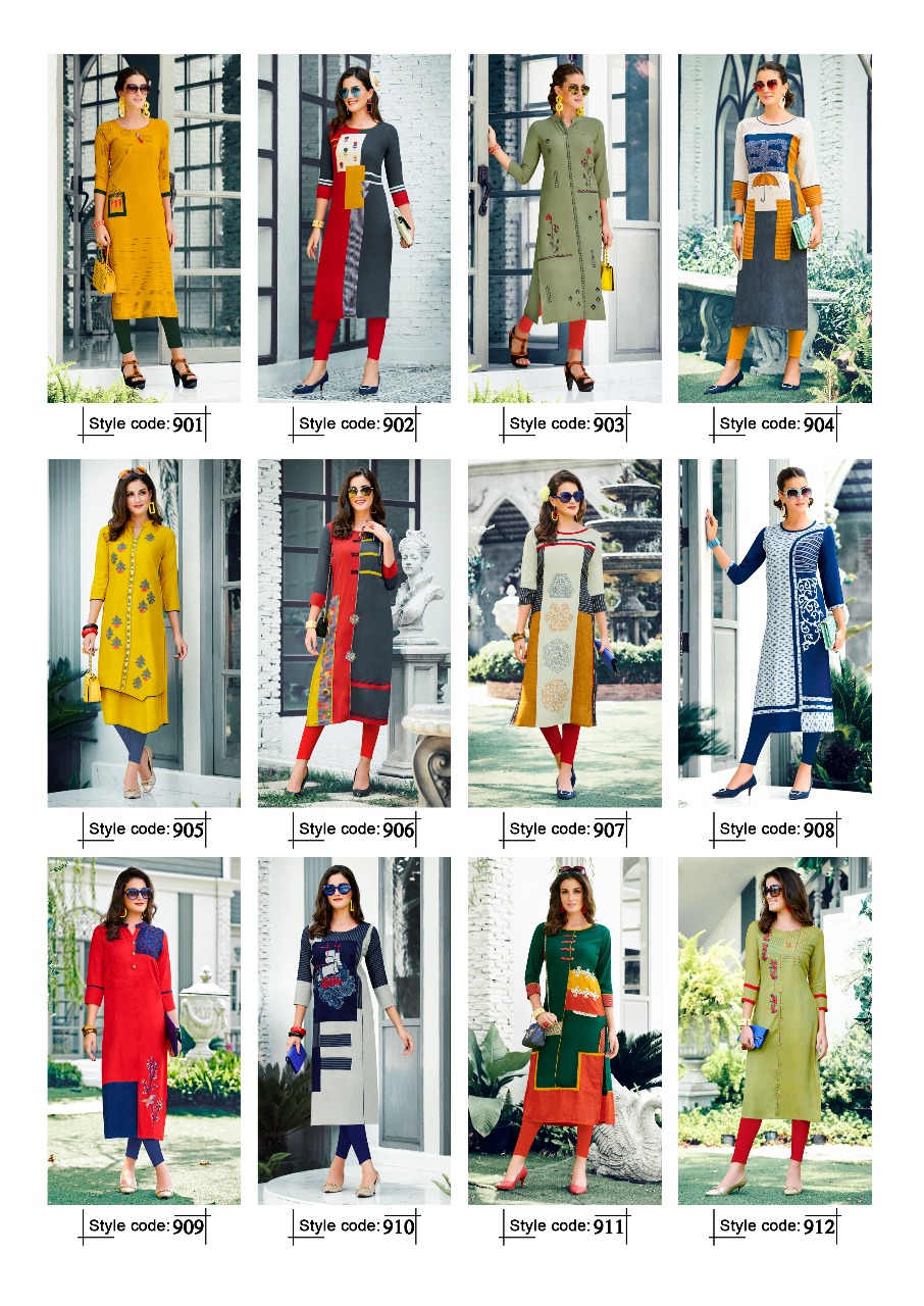 Honey Vol-9 By Sawan Creation 901 To 912 Series Beautiful Stylish Fancy Colorful Casual Wear & Ethnic Wear & Ready To Wear Heavy Rayon Printed Kurtis At Wholesale Price