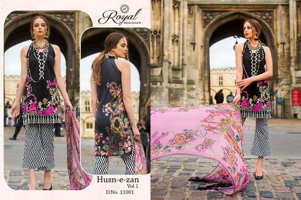 Husn-e-zan By Royal Designer 41001 To 41006 Series Designer Pakistani Suits Beautiful Stylish Fancy Colorful Party Wear & Occasional Wear Cambric Cotton With Sifli Work Dresses At Wholesale Price