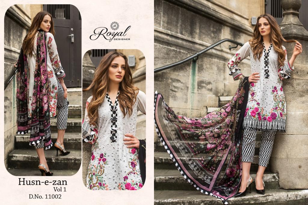 Husn-e-zan By Royal Designer 41001 To 41006 Series Designer Pakistani Suits Beautiful Stylish Fancy Colorful Party Wear & Occasional Wear Cambric Cotton With Sifli Work Dresses At Wholesale Price