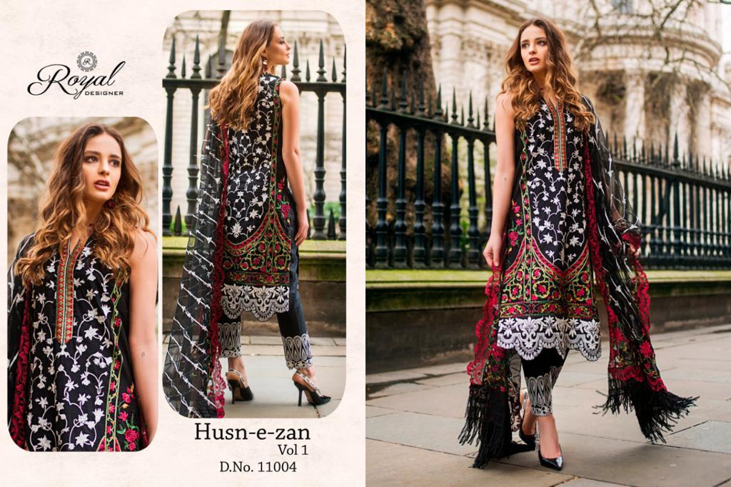 Husn-e-zan By Royal Designer 41001 To 41006 Series Designer Pakistani Suits Beautiful Stylish Fancy Colorful Party Wear & Occasional Wear Cambric Cotton With Sifli Work Dresses At Wholesale Price