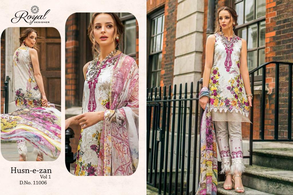 Husn-e-zan By Royal Designer 41001 To 41006 Series Designer Pakistani Suits Beautiful Stylish Fancy Colorful Party Wear & Occasional Wear Cambric Cotton With Sifli Work Dresses At Wholesale Price