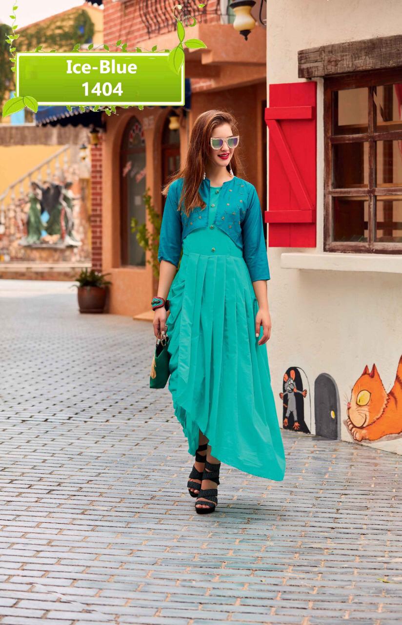 Ice Blue By Sin Zara 1401 To 1408 Series Beautiful Colorful Stylish Fancy Casual Wear & Ethnic Wear & Ready To Wear Silk Kurtis At Wholesale Price
