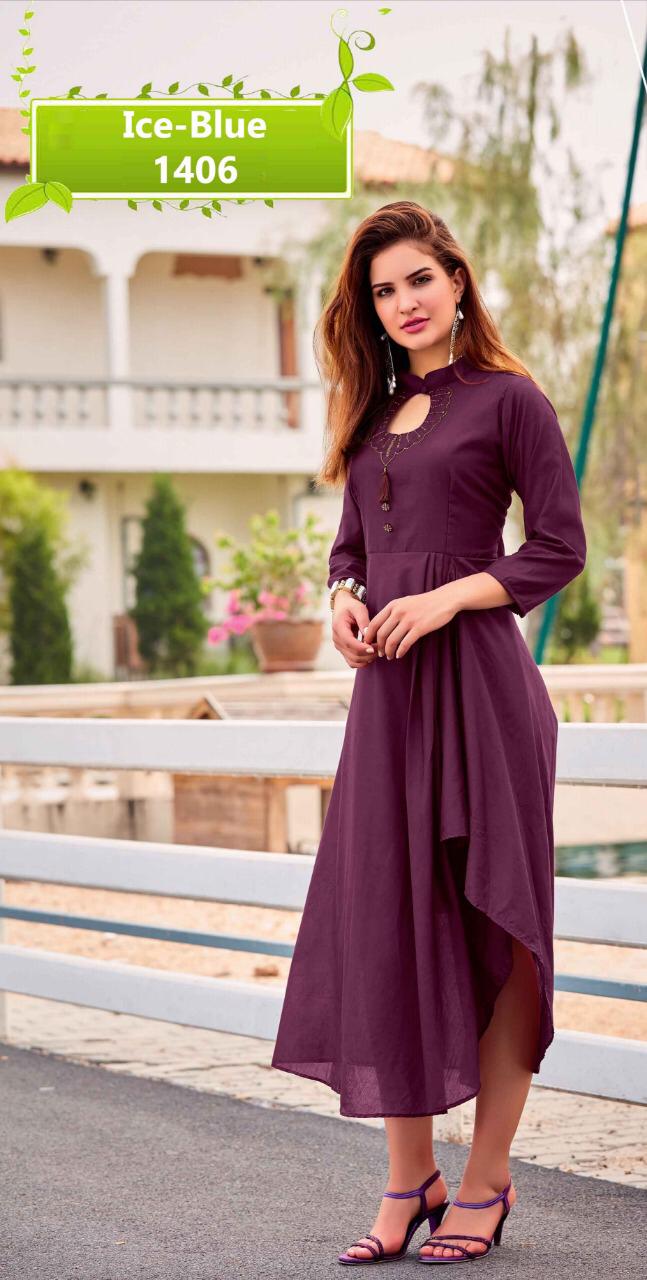 Ice Blue By Sin Zara 1401 To 1408 Series Beautiful Colorful Stylish Fancy Casual Wear & Ethnic Wear & Ready To Wear Silk Kurtis At Wholesale Price