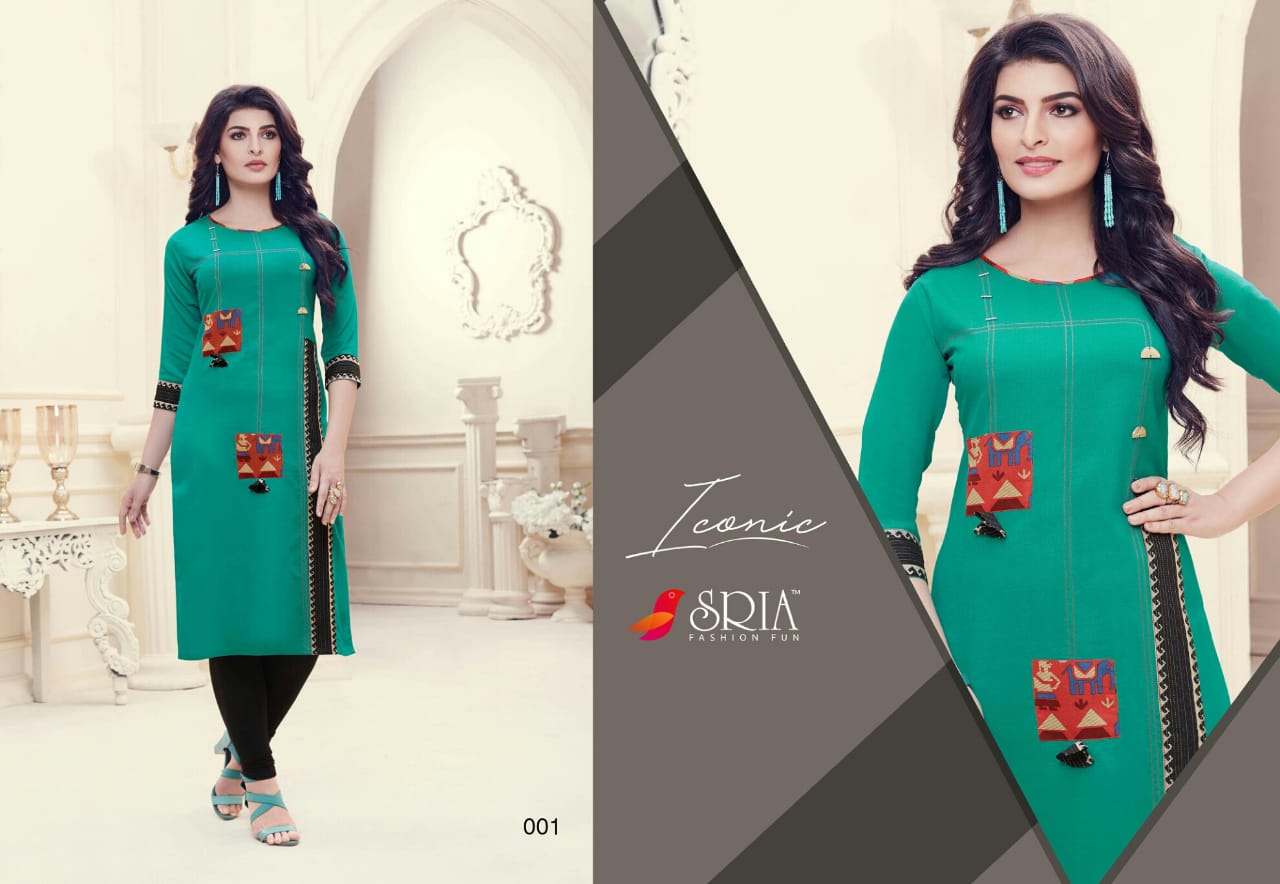 Iconic By Sria 001 To 008 Series Beautiful Stylish Colorful Fancy Casual Wear & Ethnic Wear & Ready To Wear Two Tone Rayon Printed Kurtis At Wholesale Price