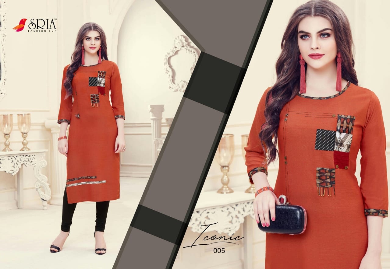 Iconic By Sria 001 To 008 Series Beautiful Stylish Colorful Fancy Casual Wear & Ethnic Wear & Ready To Wear Two Tone Rayon Printed Kurtis At Wholesale Price