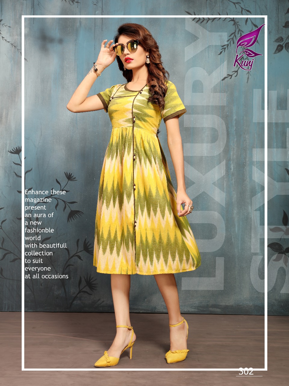 Ikkat Vol-3 By Kunj 301 To 310 Series Stylish Fancy Colorful Collection Casual Wear & Ethnic Wear Cotton Ikkat Printed Kurtis At Wholesale Price