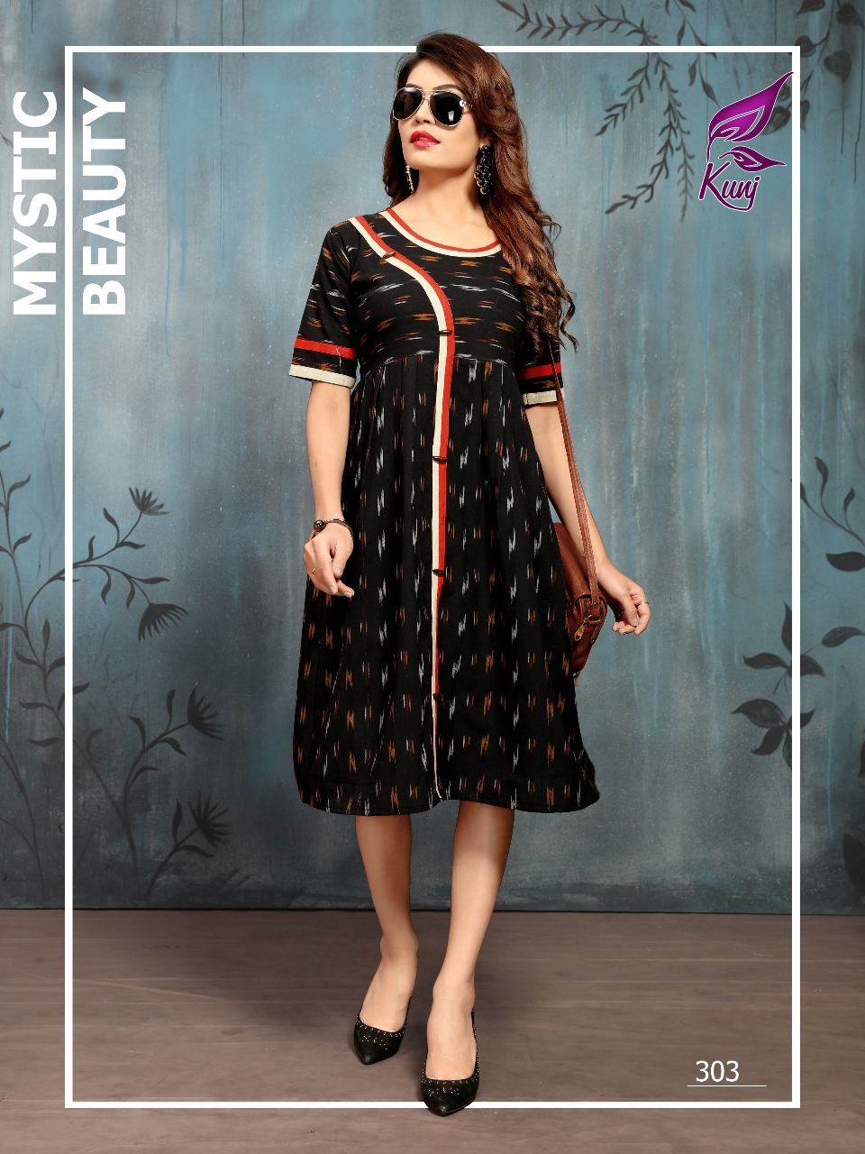 Ikkat Vol-3 By Kunj 301 To 310 Series Stylish Fancy Colorful Collection Casual Wear & Ethnic Wear Cotton Ikkat Printed Kurtis At Wholesale Price