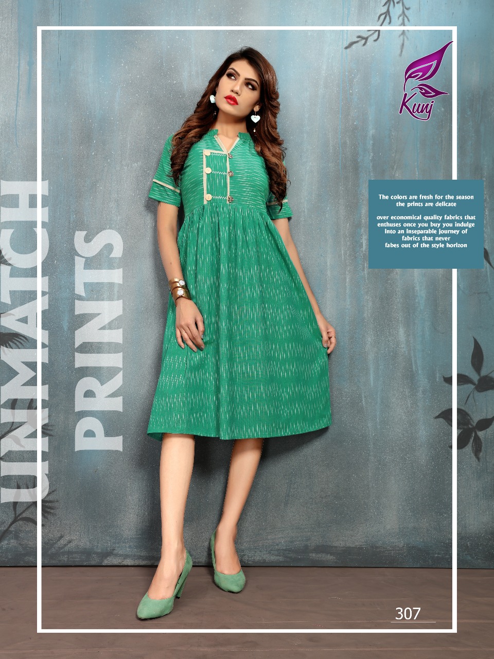 Ikkat Vol-3 By Kunj 301 To 310 Series Stylish Fancy Colorful Collection Casual Wear & Ethnic Wear Cotton Ikkat Printed Kurtis At Wholesale Price