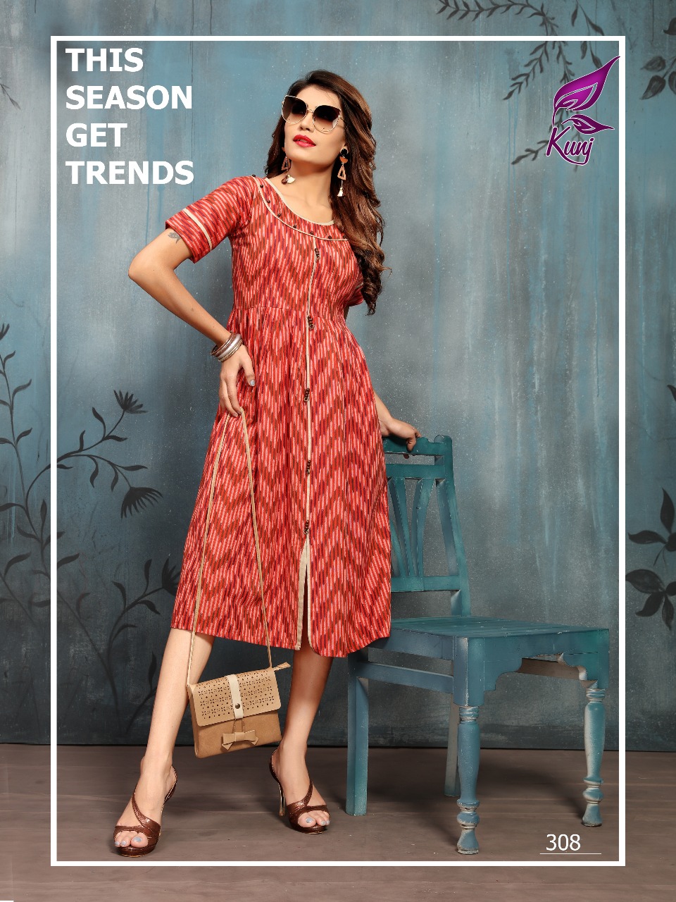 Ikkat Vol-3 By Kunj 301 To 310 Series Stylish Fancy Colorful Collection Casual Wear & Ethnic Wear Cotton Ikkat Printed Kurtis At Wholesale Price