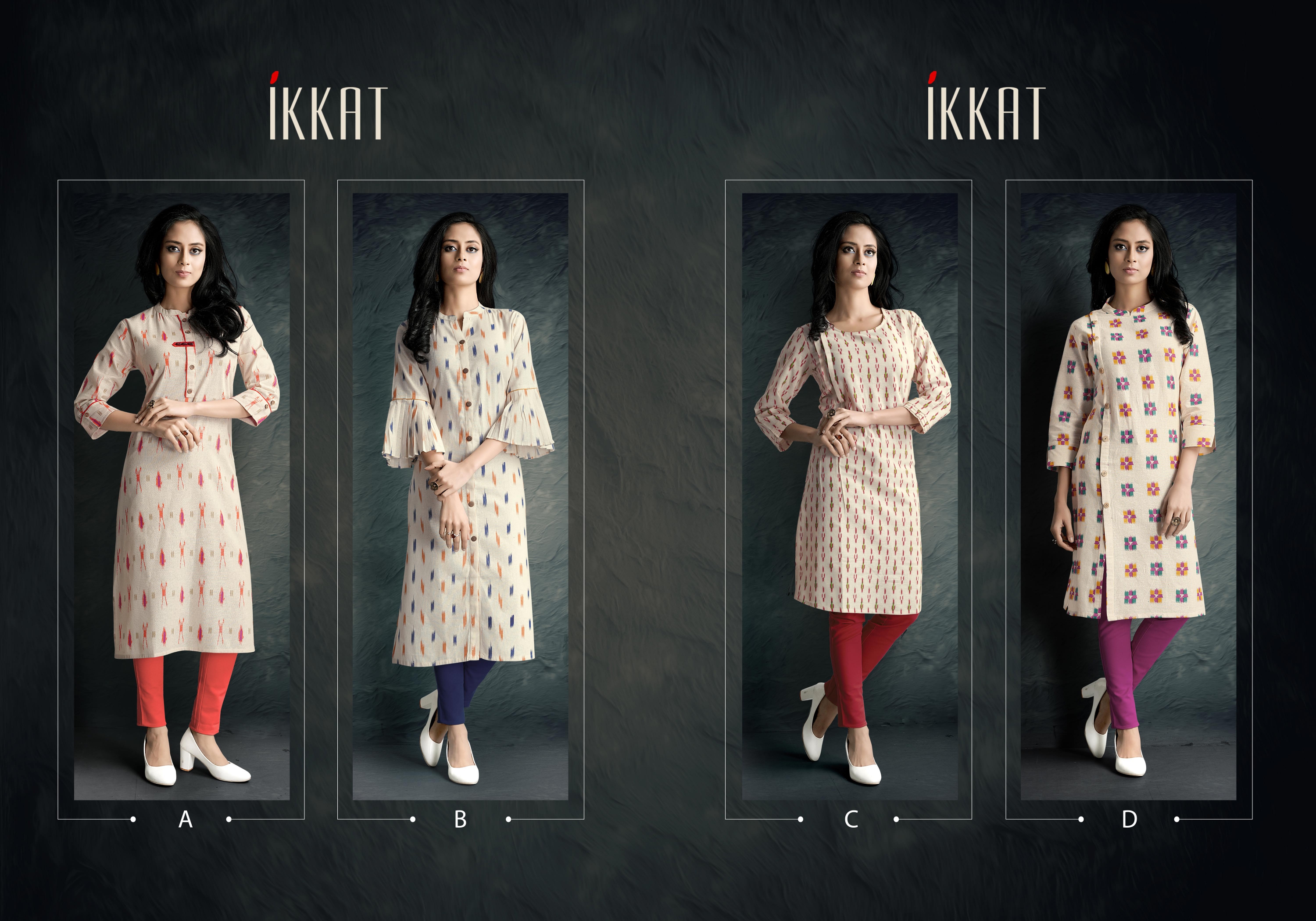 Ikkat By Prettify A To D Series Indian Traditional Wear Collection Beautiful Stylish Fancy Colorful Party Wear & Occasional Wear Cotton Printed Kurtis At Wholesale Price