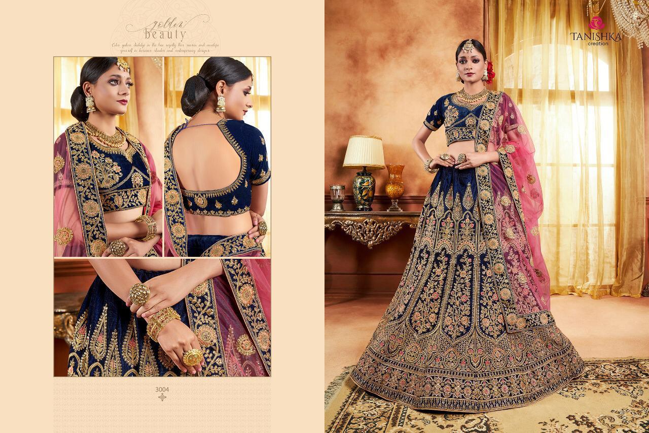 Impression Vol-2 By Tanishka Creation 3001 To 3008 Series Indian Traditional Wear Collection Beautiful Stylish Fancy Colorful Party Wear & Occasional Wear Net & Velvet Lehengas At Wholesale Price