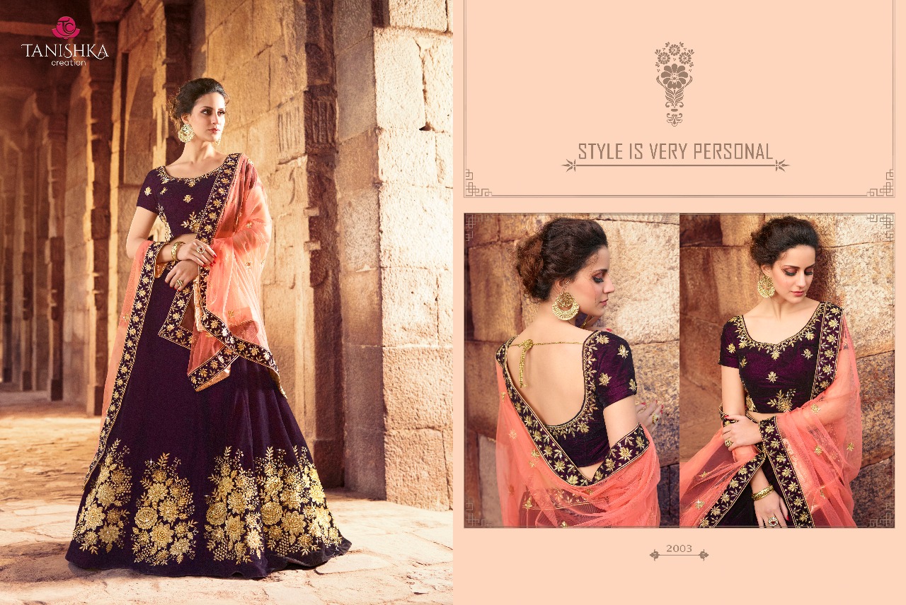 Impression By Tanishka Creation 2001 To 2012 Series Indian Traditional Wear Collection Beautiful Stylish Fancy Colorful Party Wear & Occasional Wear Silk & Velvet Lehengas At Wholesale Price