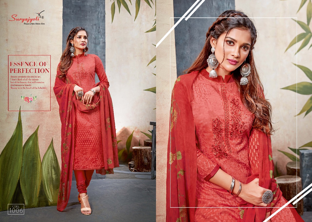 Inaaya Vol-1 By Suryajyoti 1001 To 1008 Series Beautiful Suits Stylish Fancy Colorful Party Wear & Ethnic Wear Satin Cotton With Work Dresses At Wholesale Price