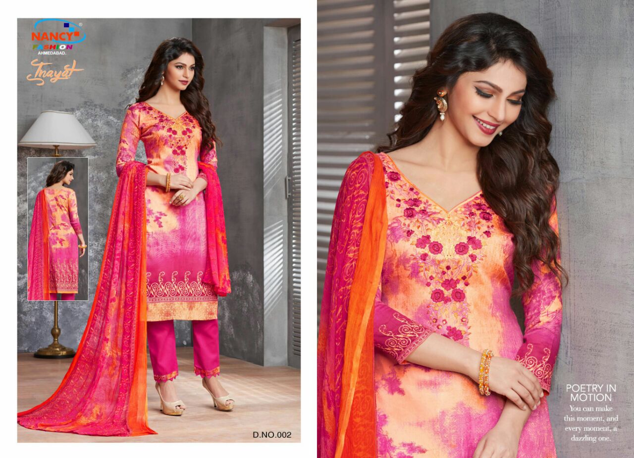 Inayat By Nancy Fashion 001 To 010 Series Beautiful Stylish Fancy Colorful Casual Wear & Ethnic Wear Summer Collection Glace Cotton Embroidered Dresses At Wholesale Price
