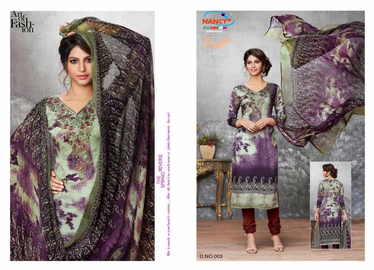 Inayat By Nancy Fashion 001 To 010 Series Beautiful Stylish Fancy Colorful Casual Wear & Ethnic Wear Summer Collection Glace Cotton Embroidered Dresses At Wholesale Price