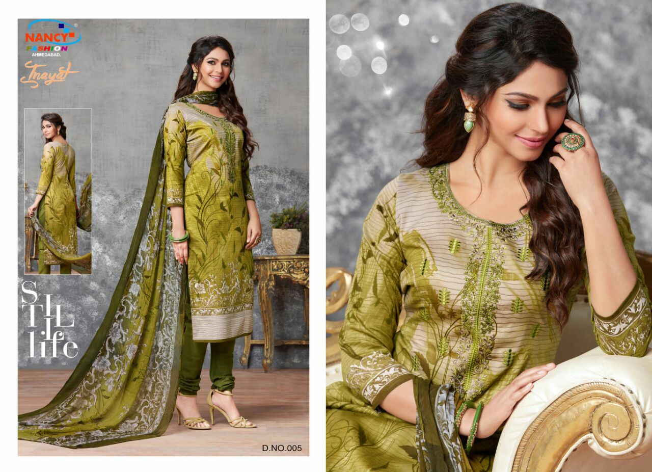 Inayat By Nancy Fashion 001 To 010 Series Beautiful Stylish Fancy Colorful Casual Wear & Ethnic Wear Summer Collection Glace Cotton Embroidered Dresses At Wholesale Price