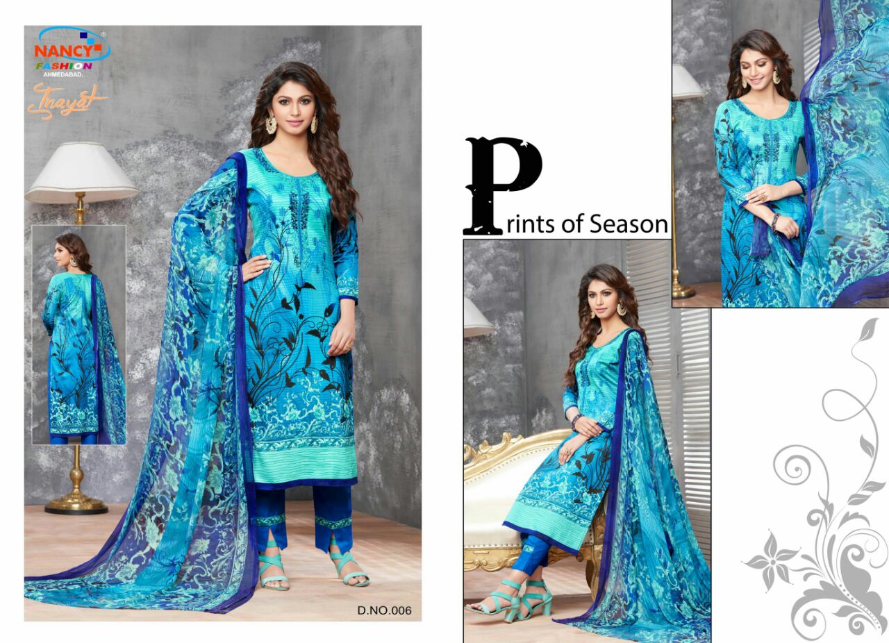 Inayat By Nancy Fashion 001 To 010 Series Beautiful Stylish Fancy Colorful Casual Wear & Ethnic Wear Summer Collection Glace Cotton Embroidered Dresses At Wholesale Price