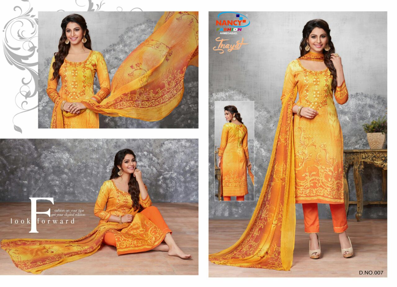 Inayat By Nancy Fashion 001 To 010 Series Beautiful Stylish Fancy Colorful Casual Wear & Ethnic Wear Summer Collection Glace Cotton Embroidered Dresses At Wholesale Price