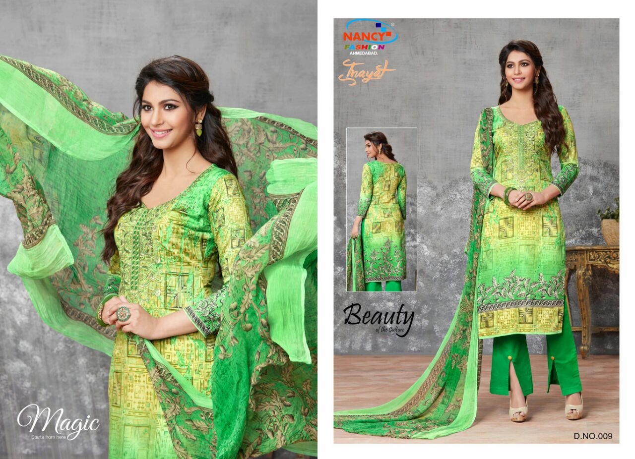 Inayat By Nancy Fashion 001 To 010 Series Beautiful Stylish Fancy Colorful Casual Wear & Ethnic Wear Summer Collection Glace Cotton Embroidered Dresses At Wholesale Price