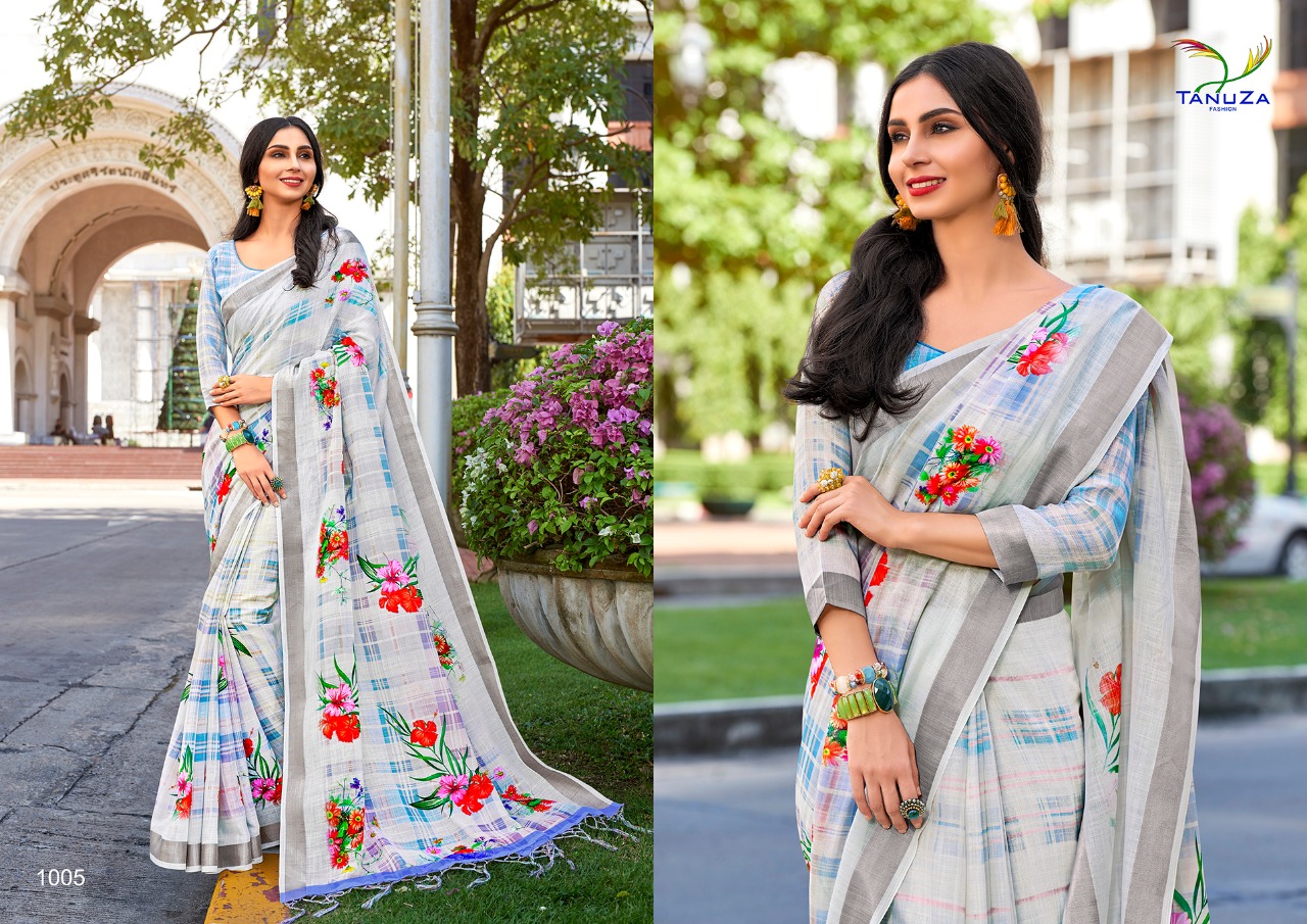 Indian Beauty By Tanuza Fashion Indian Traditional Wear Collection Beautiful Stylish Fancy Colorful Party Wear & Occasional Wear Pure Linen Sarees At Wholesale Price