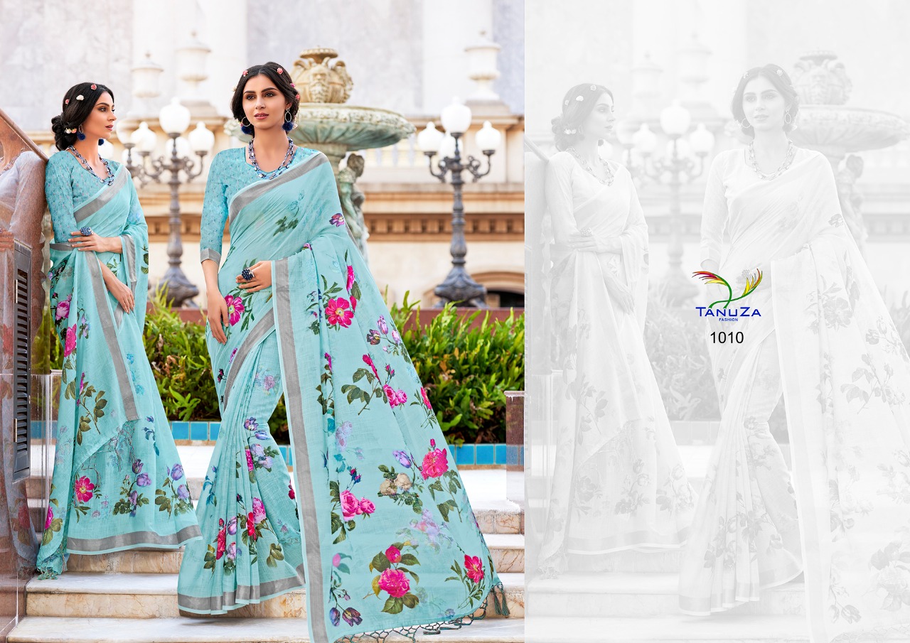 Indian Beauty By Tanuza Fashion Indian Traditional Wear Collection Beautiful Stylish Fancy Colorful Party Wear & Occasional Wear Pure Linen Sarees At Wholesale Price