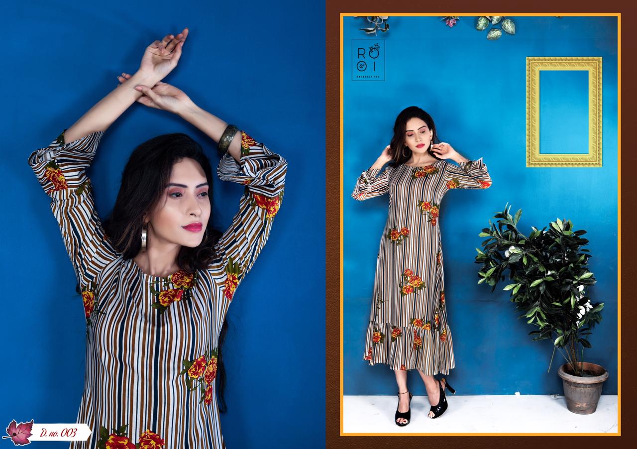 Innayat By Rooi 001 To 008 Series Beautiful Stylish Colorful Fancy Party Wear & Ethnic Wear & Ready To Wear Heavy Rayon Flex Kurtis At Wholesale Price