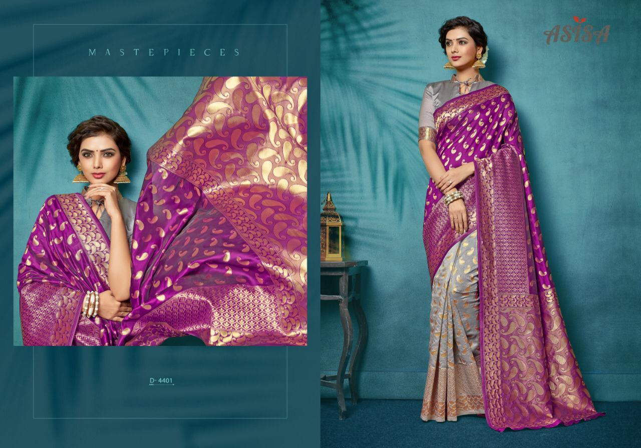 Ira Vol-1 By Asisa 4401 To 4406 Series Indian Traditional Wear Collection Beautiful Stylish Fancy Colorful Party Wear & Occasional Wear Lichi Base Top Dyed Printed Sarees At Wholesale Price