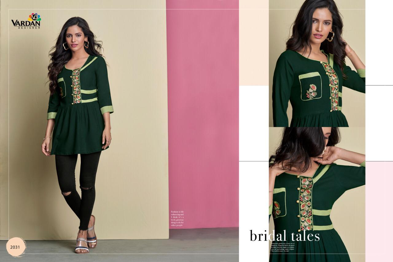 Ira Vol-2 By Vardan Designer 2021 To 2032 Series Stylish Colorful Fancy Beautiful Casual Wear & Ethnic Wear Heavy Rayon Short Tops At Wholesale Price