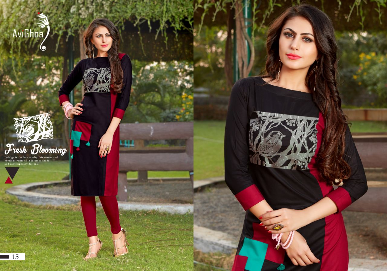 Irreplaceable By Avighna Creation 13 To 20 Series Beautiful Colorful Stylish Fancy Casual Wear & Ethnic Wear & Ready To Wear Rayon Embroidered Kurtis At Wholesale Price